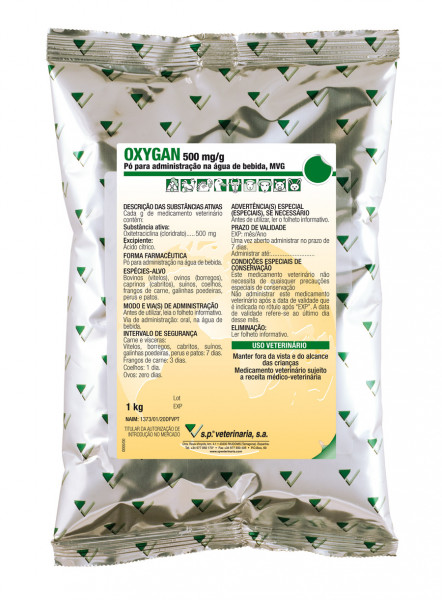 OXYGAN 500 mg/g POWDER FOR USE IN DRINKING WATER 